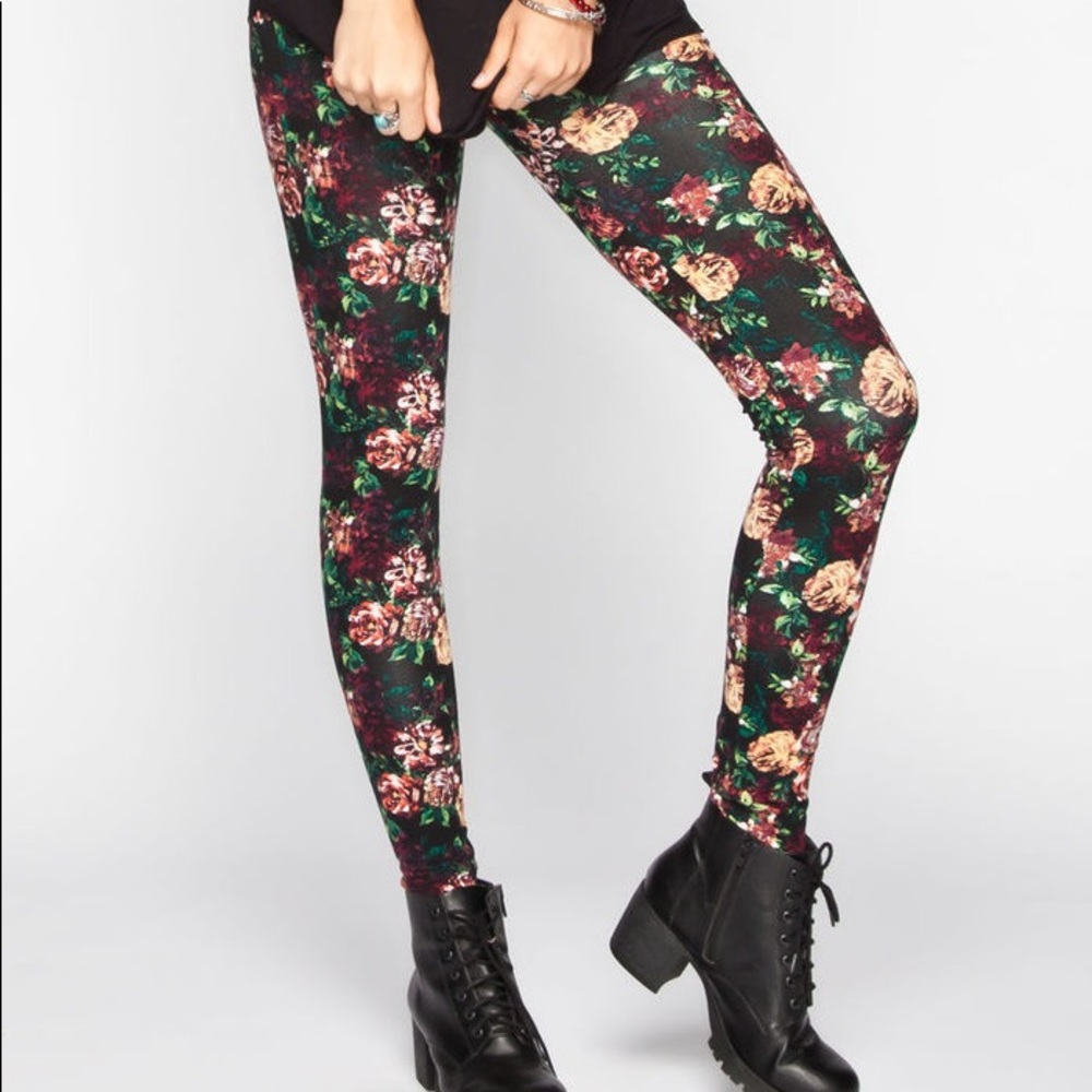 Floral Print Boutique Grunge Leggings Vintage Rose